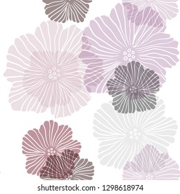 Dark Purple vector seamless abstract pattern with flowers. An elegant bright illustration with flowers. Design for textile, fabric, wallpapers.