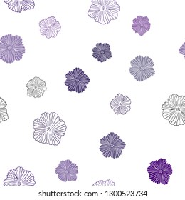 Dark Purple vector seamless abstract pattern with flowers. Creative illustration in blurred style with flowers. Template for business cards, websites.