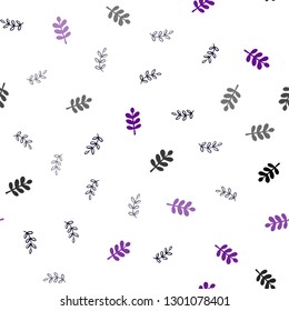 Dark Purple vector seamless abstract backdrop with leaves. Blurred decorative design in Indian style with leaves. Design for textile, fabric, wallpapers.