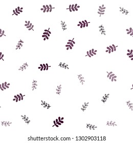 Dark Purple vector seamless abstract backdrop with leaves. Brand new colored illustration in blurry style with leaves. Template for business cards, websites.