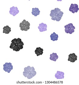 Dark Purple vector seamless abstract design with flowers. Creative illustration in blurred style with flowers. Texture for window blinds, curtains.
