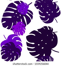 Dark Purple vector seamless abstract backdrop with leaves. Glitter abstract illustration with doodles and leaves. Design for textile, fabric, wallpapers.