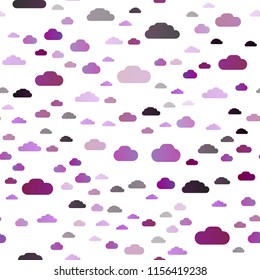 Dark Purple vector seamless backdrop with cumulus. Modern illustration with colorful gradient clouds. Pattern for design of window blinds, curtains.