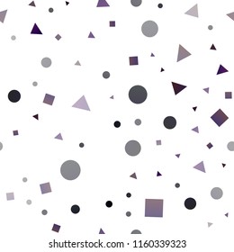Dark Purple vector seamless backdrop with lines, circles, rhombus. Decorative design in abstract style with lines, dots, cubes. Pattern for design of window blinds, curtains.