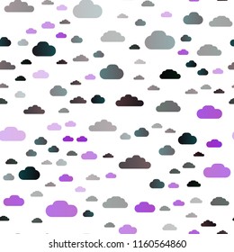 Dark Purple vector seamless backdrop with cumulus. Illustration in abstract style with colorful clouds. Trendy design for wallpaper, fabric makers.