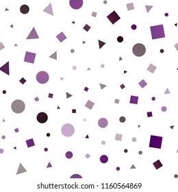 Dark Purple vector seamless backdrop with lines, circles, rhombus. Illustration with colorful circles, triangles, rectangles. Design for textile, fabric, wallpapers.