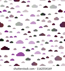 Dark Purple vector seamless backdrop with cumulus. Colorful illustration with abstract clouds. Trendy design for wallpaper, fabric makers.
