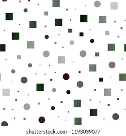 Dark Purple vector seamless backdrop with dots, spots, cubes. Glitter abstract illustration with cubes, circles. Pattern for design of window blinds, curtains.