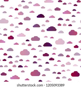 Dark Purple vector seamless backdrop with cumulus. Colorful illustration consisted of abstract clouds. Pattern for design of fabric, wallpapers.