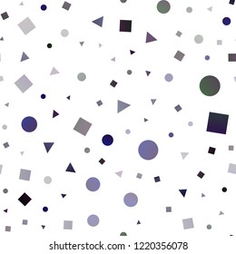 Dark Purple vector seamless backdrop with lines, circles, rhombus. Decorative design in abstract style with lines, dots, cubes. Pattern for design of window blinds, curtains.