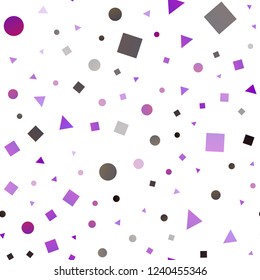 Dark Purple vector seamless backdrop with lines, circles, rhombus. Circles, lines, rhombus with colorful gradient. Trendy design for wallpaper, fabric makers.