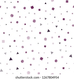 Dark Purple vector seamless backdrop with lines, circles, rhombus. Circles, lines, rhombus with colorful gradient. Trendy design for wallpaper, fabric makers.