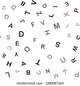 Dark Purple vector seamless backdrop with english symbols. Colored alphabet signs with gradient on white background. Pattern for trendy fabric, wallpapers.