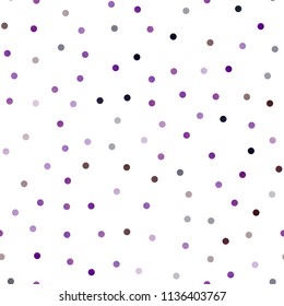Dark Purple vector seamless background with dots. Blurred bubbles on abstract background with colorful gradient. Completely new template for your brand book.