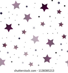 Dark Purple vector seamless background with colored stars. Shining colored illustration with stars. Best design for your ad, poster, banner.