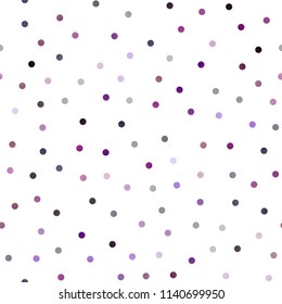 Dark Purple vector seamless background with dots. Glitter abstract illustration with blurred drops of rain. New design for ad, poster, banner of your website.