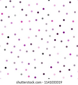 Dark Purple vector seamless background with bubbles. Illustration with set of shining colorful abstract circles. Pattern can be used as texture of water, rain drops.