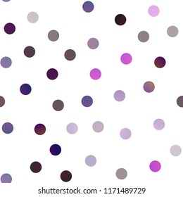 Dark Purple vector seamless background with dots. Glitter abstract illustration with blurred drops of rain. New design for ad, poster, banner of your website.