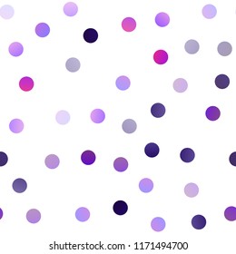Dark Purple vector seamless background with dots. Beautiful colored illustration with blurred circles in nature style. The pattern can be used for aqua ad, booklets.