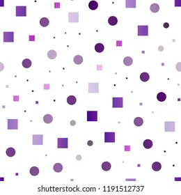 Dark Purple vector seamless background with circles, rectangles. Abstract illustration with colorful circles, rectangles. Pattern for design of window blinds, curtains.
