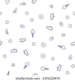 Dark Purple vector seamless background with tasty food. Fast Food on blurred abstract background with colorful gradient. Template for meal cooking in kitchen.