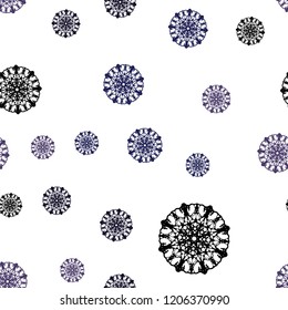 Dark Purple vector seamless background with xmas snowflakes. Snow on blurred abstract background with gradient. Pattern for trendy fabric, wallpapers.