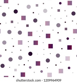 Dark Purple vector seamless background with circles, rectangles. Abstract illustration with colorful circles, rectangles. Trendy design for wallpaper, fabric makers.