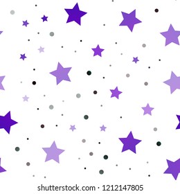 Dark Purple vector seamless background with colored stars. Modern geometrical abstract illustration with stars. Best design for your ad, poster, banner.
