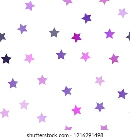 Dark Purple vector seamless background with colored stars. Decorative shining illustration with stars on abstract template. The pattern can be used for websites.