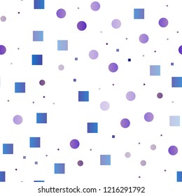 Dark Purple vector seamless background with circles, rectangles. Colorful illustration with circles, squares in nature style. Template for business cards, websites.