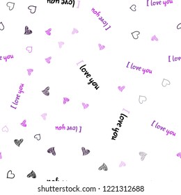 Dark Purple vector seamless background with hearts. Glitter abstract illustration with colorful hearts in romantic style. Pattern can be used for valentine's ad, booklets.
