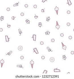 Dark Purple vector seamless background with tasty food. Fast Food on blurred abstract background with colorful gradient. Doodle design for your business advert of cafes.