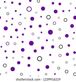 Dark Purple vector seamless background with bubbles. Glitter abstract illustration with blurred drops of rain. Pattern for design of window blinds, curtains.