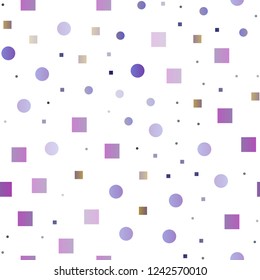 Dark Purple vector seamless background with circles, rectangles. Abstract illustration with colorful circles, rectangles. Pattern for trendy fabric, wallpapers.
