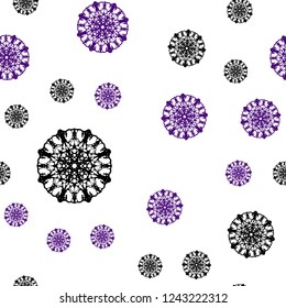 Dark Purple vector seamless background with xmas snowflakes. Glitter abstract illustration with crystals of ice. Trendy design for wallpaper, fabric makers.