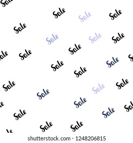 Dark Purple vector seamless background with words of sales. Colorful set of  percentage signs in simple style. Template for season sales, shopping ads.