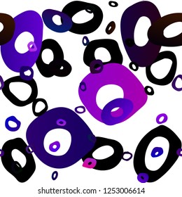 Dark Purple vector seamless background with bubbles. Modern abstract illustration with colorful water drops. Design for textile, fabric, wallpapers.
