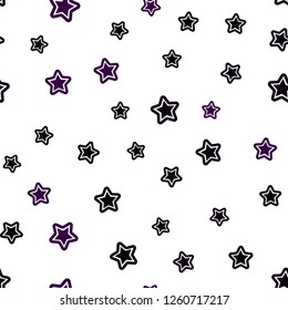 Dark Purple vector seamless background with colored stars. Modern geometrical abstract illustration with stars. Texture for window blinds, curtains.