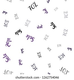 Dark Purple vector seamless background with 70 % signs of sales. Colorful set of  percentage signs in simple style. Design for business ads, commercials.