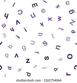 Dark Purple vector seamless background with signs of alphabet. Abstract illustration with colored latin alphabet. Texture for window blinds, curtains.