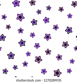 Dark Purple vector seamless background with colored stars. Decorative shining illustration with stars on abstract template. Pattern for design of fabric, wallpapers.