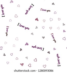 Dark Purple vector seamless background with hearts. Illustration with hearts in love concept for valentine's day. Pattern for carnival, festival romantic leaflets.