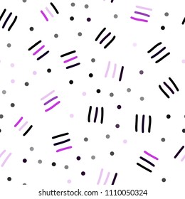 Dark Purple vector seamless cover with abstract shapes. Illustration with repetition of lines on white background. Pattern for trendy fabric, wallpapers.
