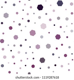 Dark Purple vector seamless cover with set of hexagons. Illustration of colored hexagons on white surface. New template for your brand book.