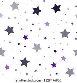 Dark Purple vector seamless cover with small and big stars. Glitter abstract illustration with colored stars. Smart design for your business advert.