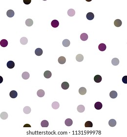 Dark Purple vector seamless cover with spots. Illustration with set of shining colorful abstract circles. The pattern can be used for aqua ad, booklets.