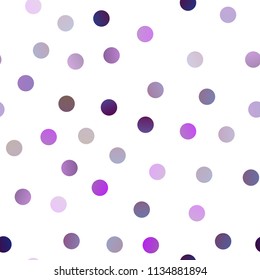 Dark Purple vector seamless cover with spots. Illustration with set of shining colorful abstract circles. Beautiful design for your business natural advert.