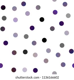 Dark Purple vector seamless cover with spots. Abstract illustration with colored bubbles in nature style. Pattern can be used as texture of water, rain drops.