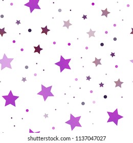 Dark Purple vector seamless cover with small and big stars. Modern geometrical abstract illustration with stars. The pattern can be used for wrapping gifts.