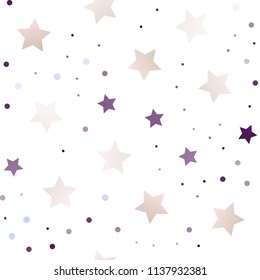 Dark Purple vector seamless cover with small and big stars. Glitter abstract illustration with colored stars. Smart design for your business advert.